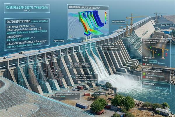 Illustrative view of the Roseires Dam Digital Twin concept – adapted for educational purposes to support our discussion on risk management